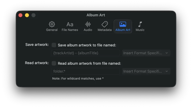 MP3 Encoder Settings Album Art tab